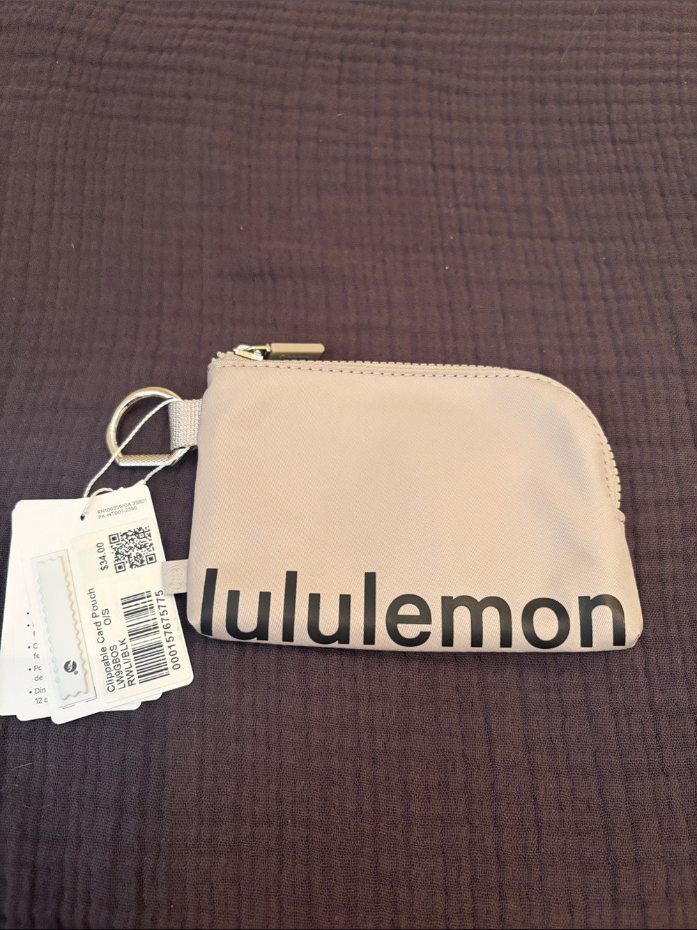 NWT Lululemon Athletica Gray Clippable Card Pouch